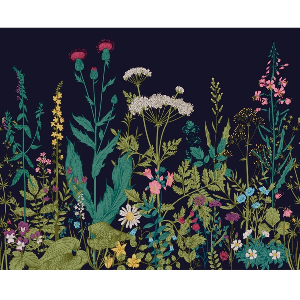 “Botanical Fleur” Wallpaper Mural with Vibrant Floral Design ohpopsi NWT